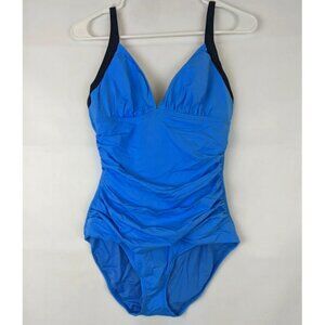 Tommy Bahama V-Neck One Piece Swimsuit, Blue, Women's 10